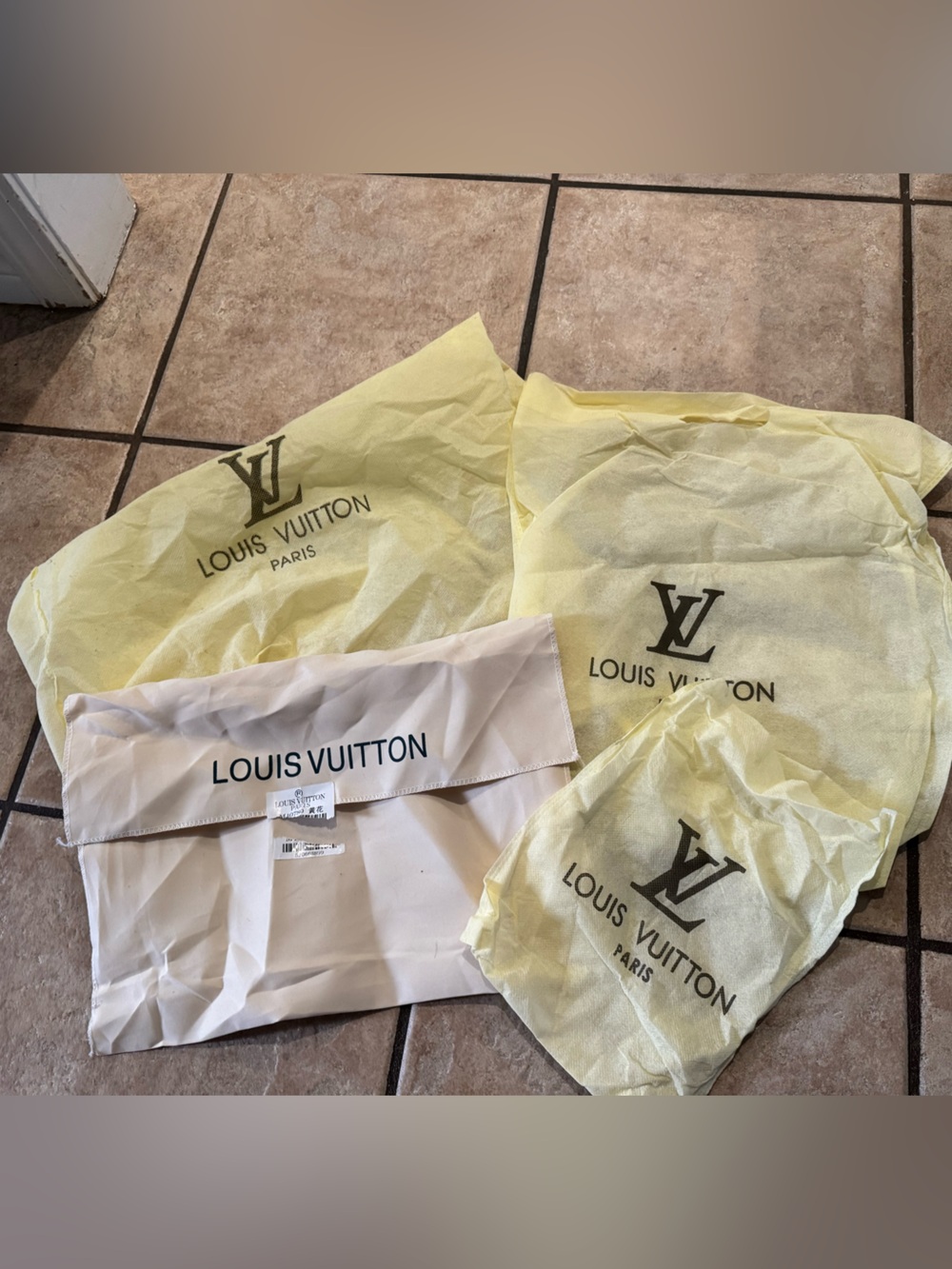 Louis Vuitton Yellow Dust Bag with Brown Logo